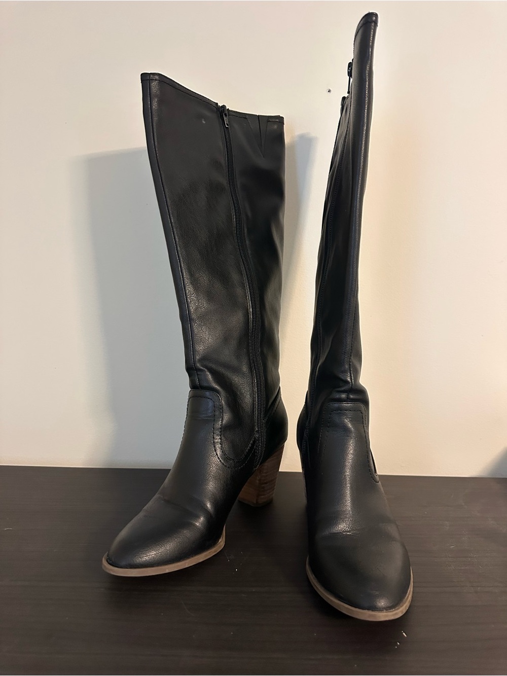 Bass Lynn Black Heeled Tall Boots